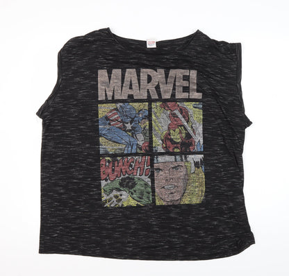 Marvel Comics Men's Black Graphic Sleeveless T-Shirt Size 20