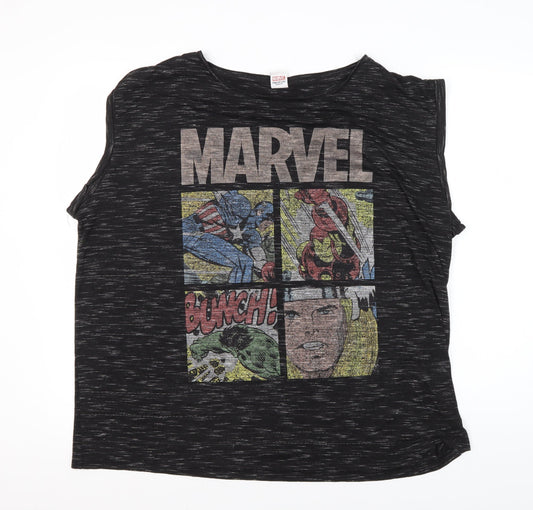 Marvel Comics Men's Black Graphic Sleeveless T-Shirt Size 20