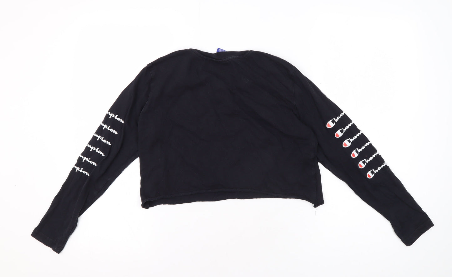 Womens UK Size XS Champion Black Cropped T-Shirt