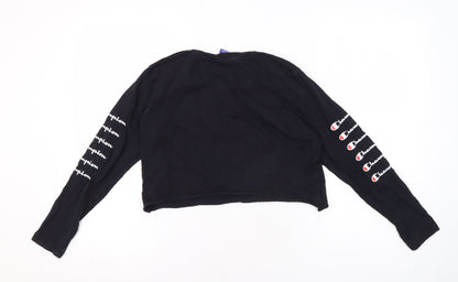 Womens UK Size XS Champion Black Cropped T-Shirt
