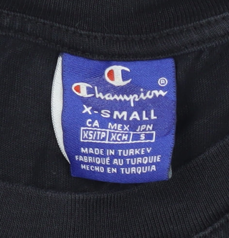 Womens UK Size XS Champion Black Cropped T-Shirt