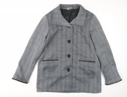 Anne de Lancay Women's Grey Herringbone Overcoat - L
