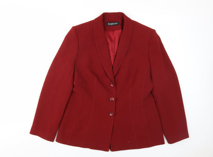 Jacques Vert Women's Red Blazer, Size 12, Formal Workwear