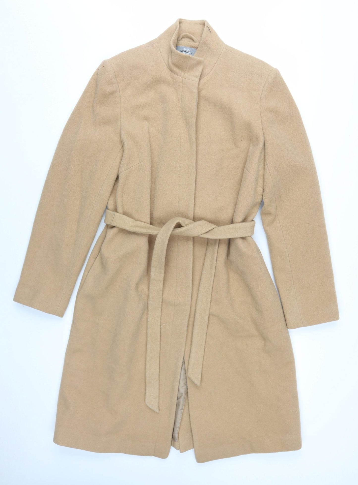 Womens UK Size 14 AMARANTO Beige Overcoat