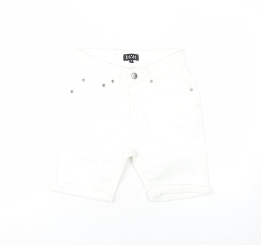 boohooMAN Men's White Shorts XS