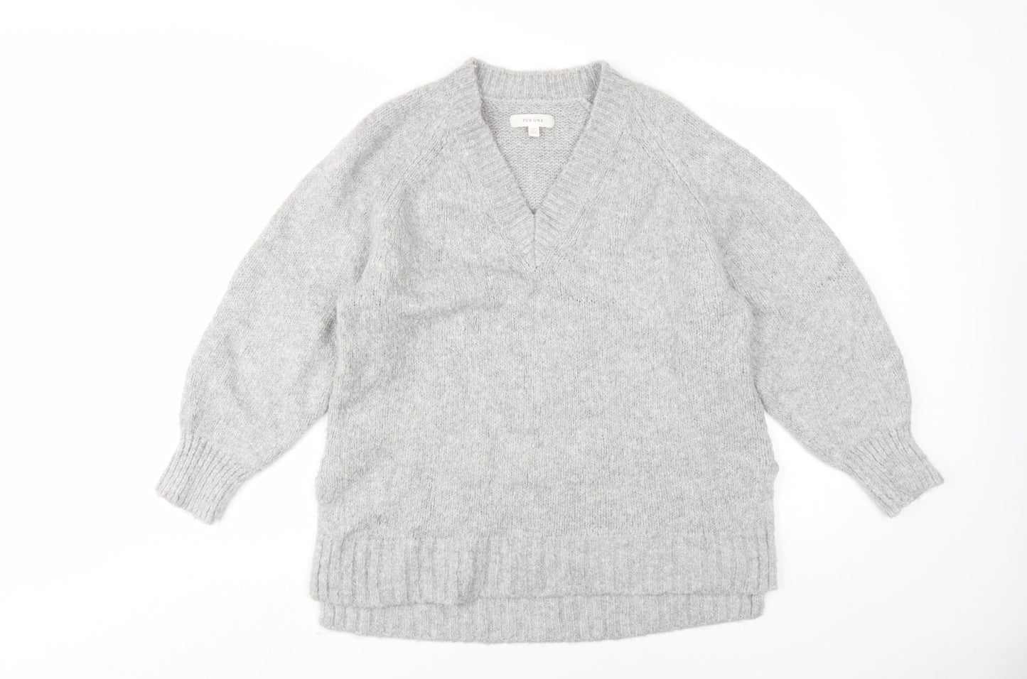 Marks and Spencer Women's Grey V-Neck Pullover Jumper Size 12