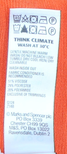 Womens UK Size M Marks and Spencer Orange Pullover Jumper