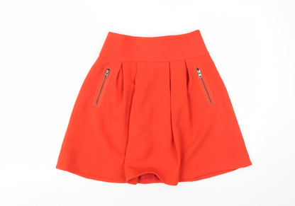 Maeve Women's Red A-Line Short Skirt with Zips