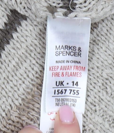 Womens UK Size 14 Marks and Spencer Beige Pullover Jumper