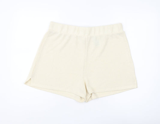 H&M Women's Ivory Knit Relaxed Shorts Size L
