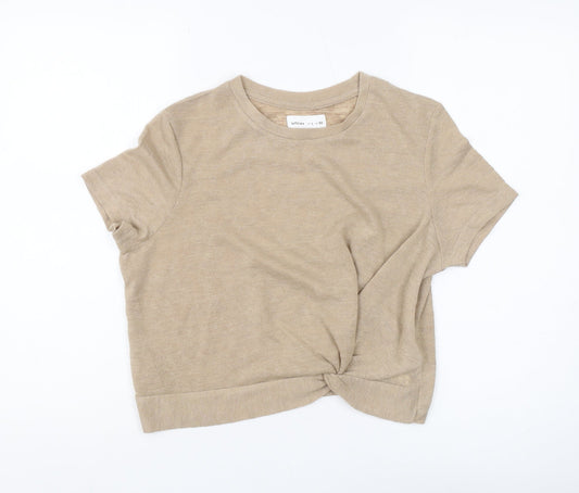 Lefties Women's Beige Crew Neck Jumper Size L