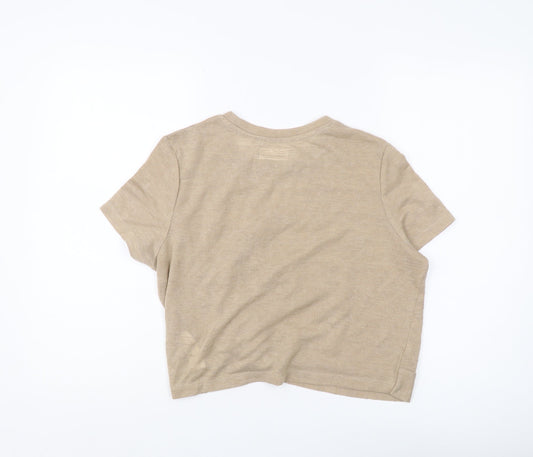 Lefties Women's Beige Crew Neck Jumper Size L