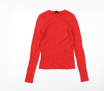 Womens UK Size XS Monki Red Basic T-Shirt