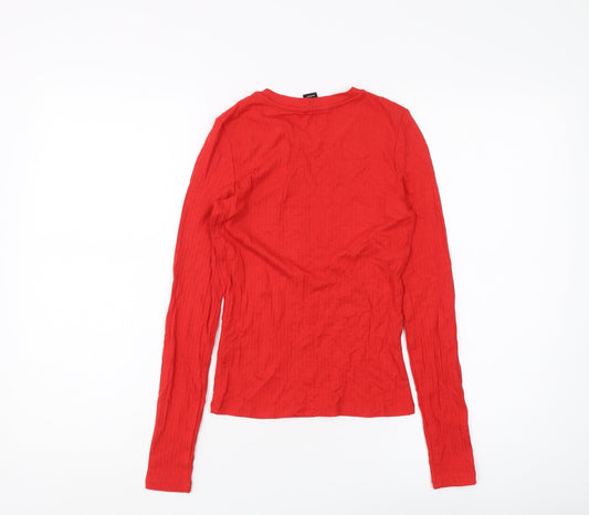 Womens UK Size XS Monki Red Basic T-Shirt