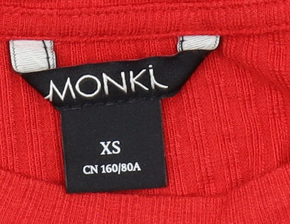 Womens UK Size XS Monki Red Basic T-Shirt