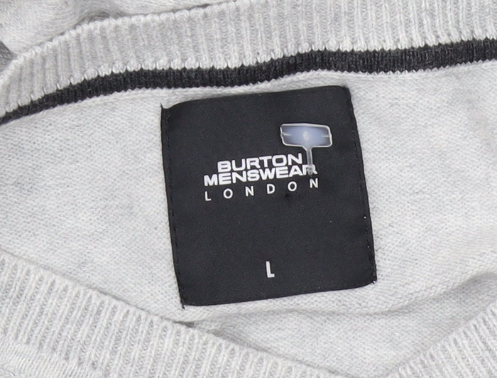 Burton Menswear Men's Grey V-Neck Pullover Jumper - L