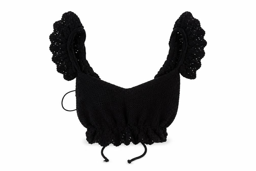 Womens UK Size XS Stradivarius Black Camisole Cropped