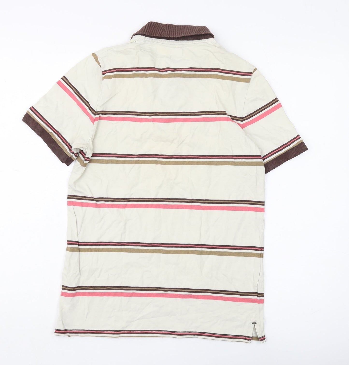 Celio Men's Beige Striped Short Sleeve Polo S