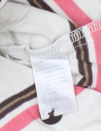 Celio Men's Beige Striped Short Sleeve Polo S