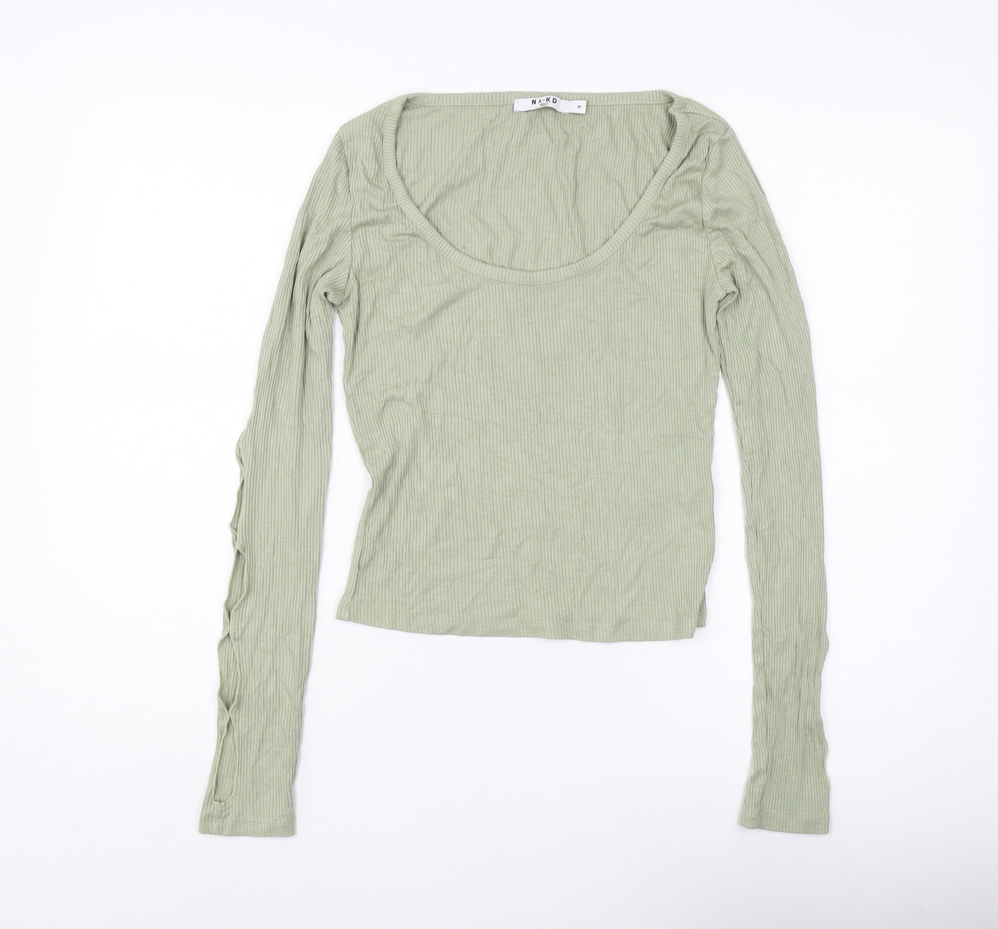 NA-KD Women's M Green Long Sleeve Blouse