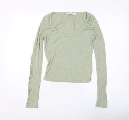 NA-KD Women's M Green Long Sleeve Blouse