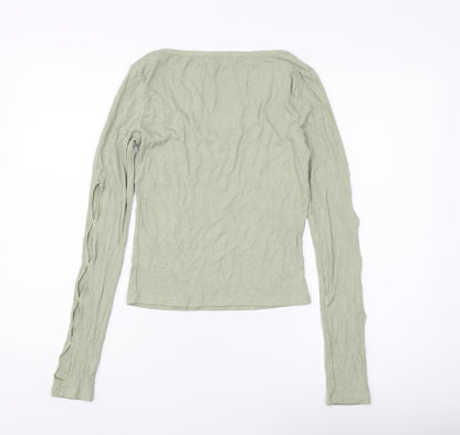 NA-KD Women's M Green Long Sleeve Blouse