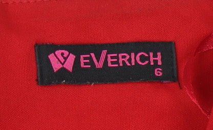 Everich Women's Red Pencil Dress Size 6 Beaded Sleeves