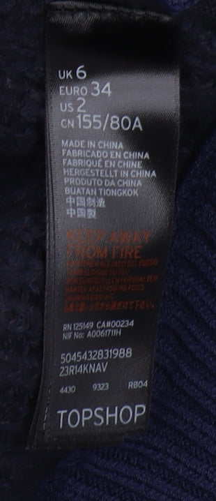 Topshop Unisex Blue XS Full Zip Jumper