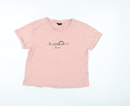 Womens UK Size 6 Topshop Pink Basic T-Shirt