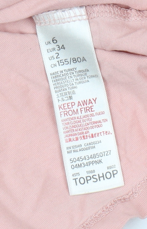 Womens UK Size 6 Topshop Pink Basic T-Shirt
