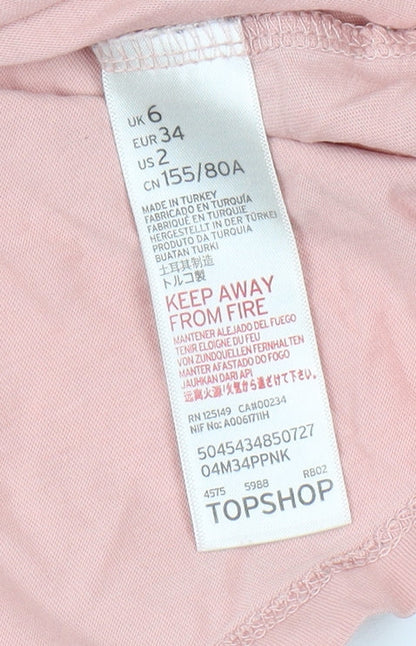 Womens UK Size 6 Topshop Pink Basic T-Shirt