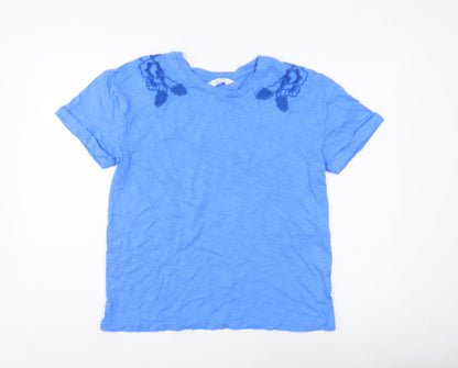 Marks and Spencer Women's Blue T-Shirt, Size 10, Casual, Embroidered