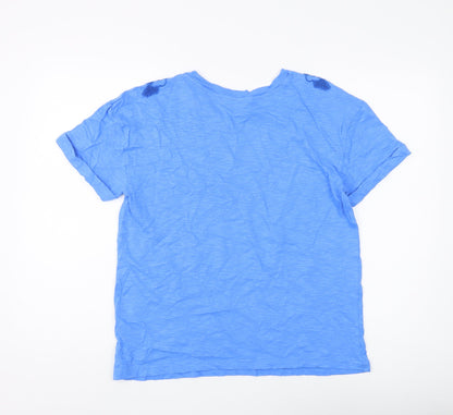 Marks and Spencer Women's Blue T-Shirt, Size 10, Casual, Embroidered