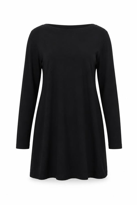 Front view of ASOS Maternity Black Long Sleeve Cotton Dress
