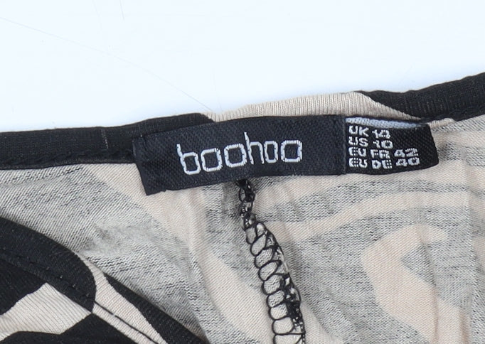 Boohoo Beige Animal Print Midi Bodycon Dress Size 12