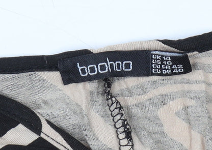 Boohoo Beige Animal Print Midi Bodycon Dress Size 12