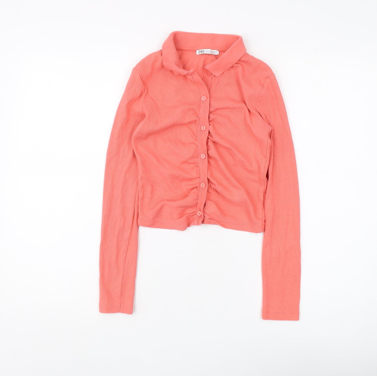 Womens UK Size S Zara Pink Cropped Button-Up