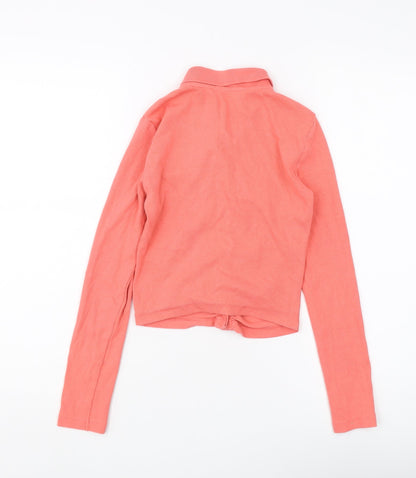 Womens UK Size S Zara Pink Cropped Button-Up