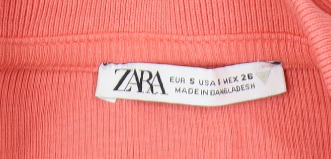 Womens UK Size S Zara Pink Cropped Button-Up