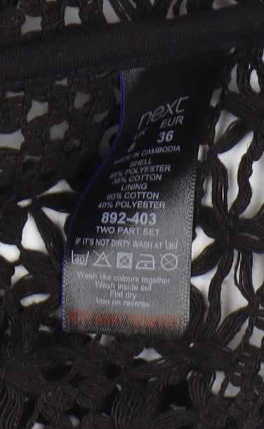Next Women's Black Crochet Shift Dress Size 8