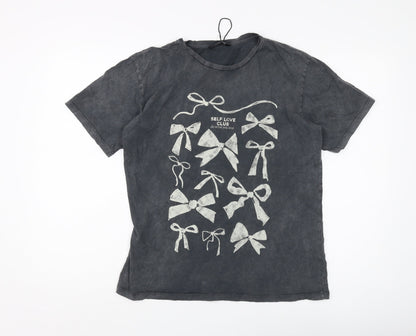 Womens UK Size 12 Stradivarius Black Basic T-Shirt