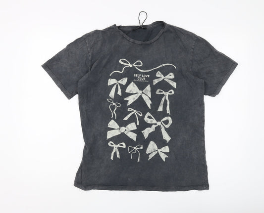 Womens UK Size 12 Stradivarius Black Basic T-Shirt