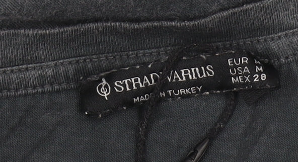 Womens UK Size 12 Stradivarius Black Basic T-Shirt
