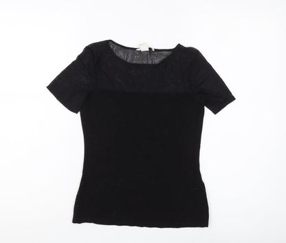 Womens UK Size 10 H&M Black Basic T-Shirt