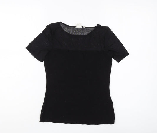 Womens UK Size 10 H&M Black Basic T-Shirt