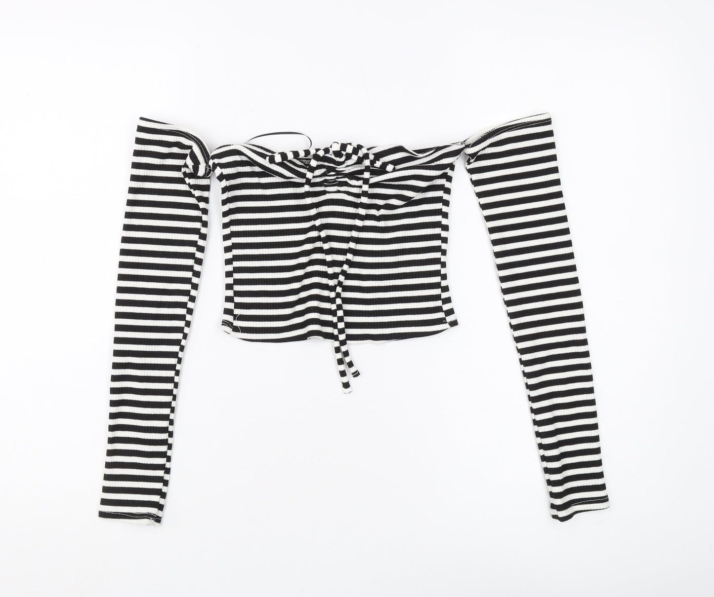 Womens UK Size M Stradivarius Black Cropped Blouse