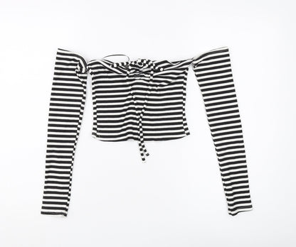 Womens UK Size M Stradivarius Black Cropped Blouse