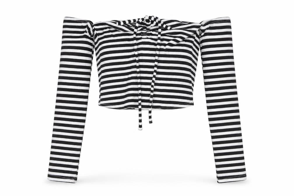 Womens UK Size M Stradivarius Black Cropped Blouse