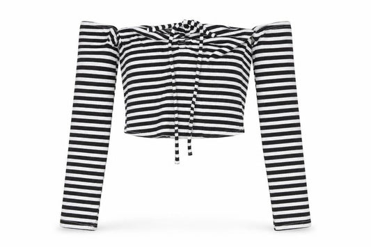 Womens UK Size M Stradivarius Black Cropped Blouse