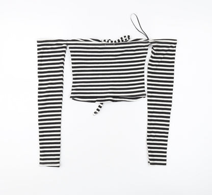 Womens UK Size M Stradivarius Black Cropped Blouse